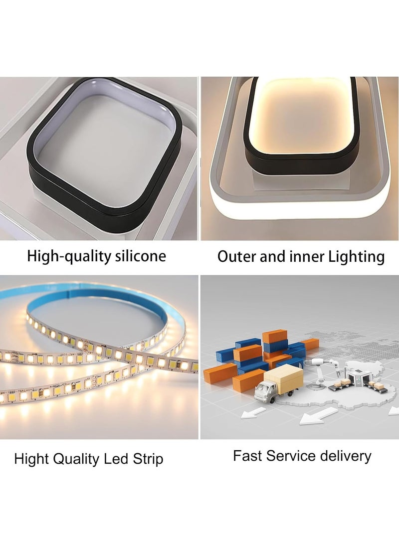 DUNISO Modern LED Ceiling Light, 24W Dimmable Square Flush Mount Hallway Light with Adjustable Lighting, Three Color Temperature,for Kitchen Hallway Corridor Balcony - Image 4